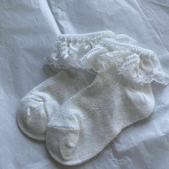 Blue Print Dress, long sleeve see through cardigan/shawl plus laced socks bundle - Picture 2 of 7